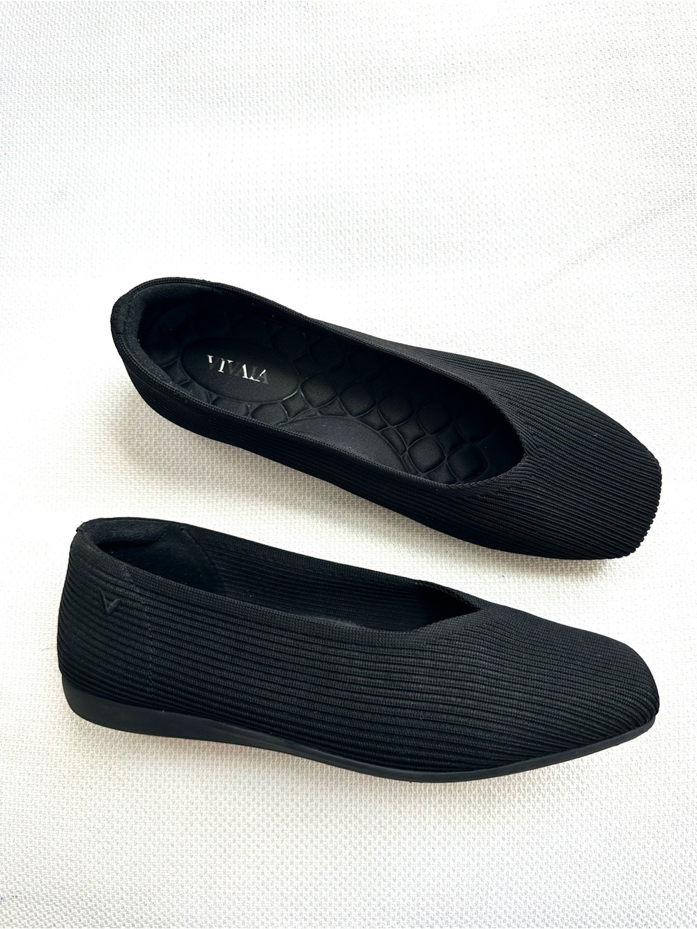 VIVAIA Square Toe V-Cut Flats Ballet Ballerina Slip On Margot Washable 7.5 38.5